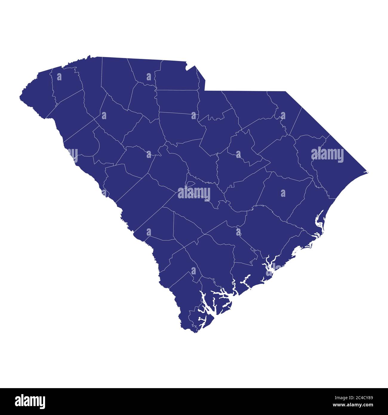 Carte de haute qualité de la Caroline du Sud est un état des États-Unis d'Amérique avec des frontières des comtés Illustration de Vecteur