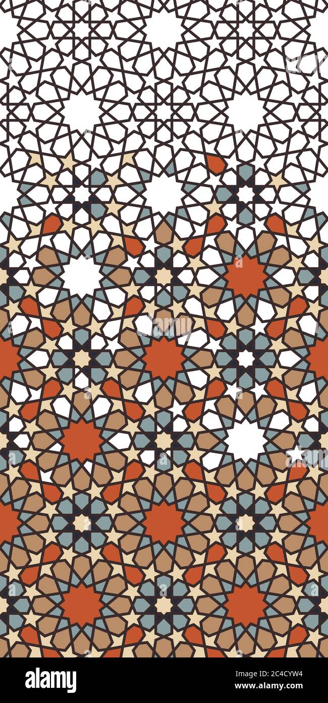 Maroc motif vectoriel arabesque. Motif géométrique de demi-teinte marocaine avec désintégration de carreaux de couleur Illustration de Vecteur