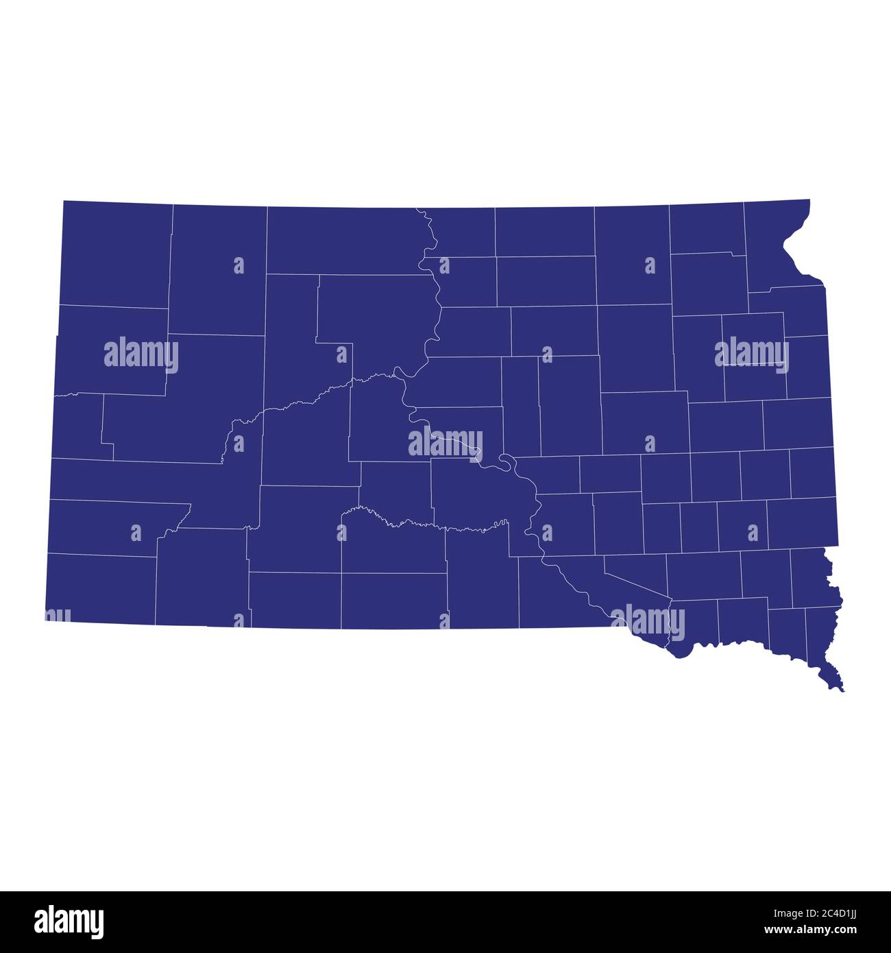 Carte de haute qualité du Dakota du Sud est un état des États-Unis d'Amérique avec des frontières des comtés Illustration de Vecteur