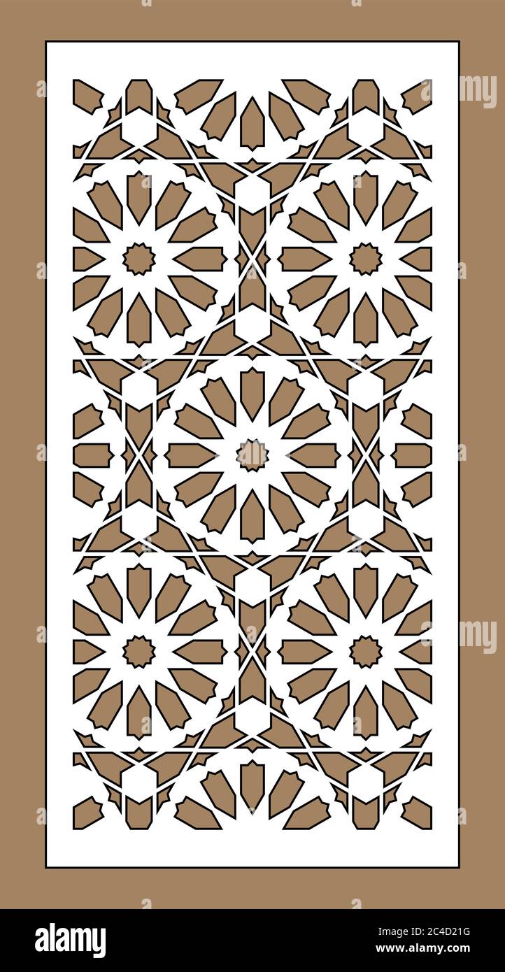 Jeu de panneaux vectoriels décoratifs découpés au laser. Décoration Jali, décor cnc, design intérieur. Découpe laser islamique, arabe. Illustration de Vecteur