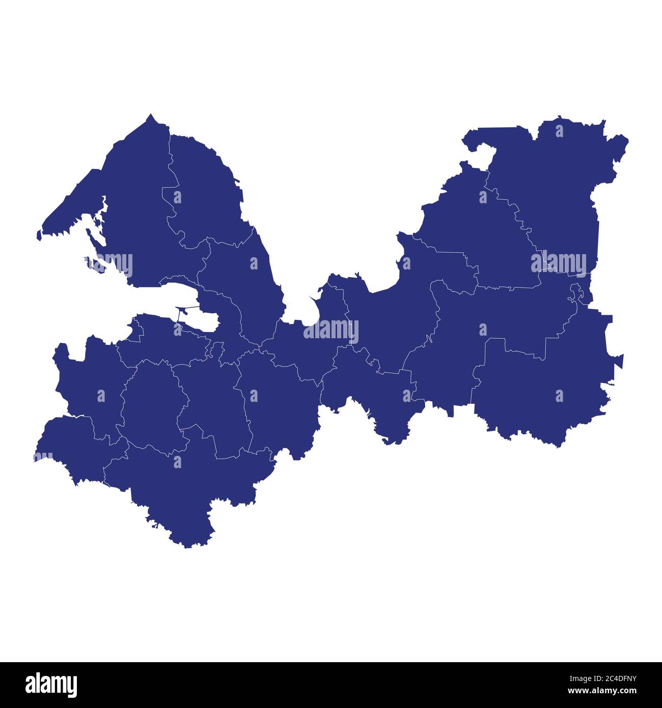 Carte de haute qualité de l'Oblast de Léningrad est une région de la Russie avec des frontières des districts Illustration de Vecteur