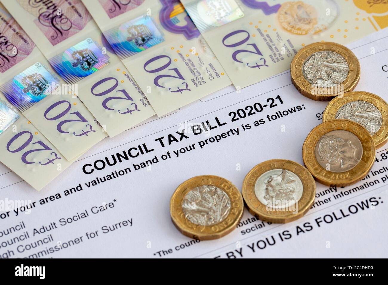 Projet de loi fiscale du Conseil 2020-21 Banque D'Images