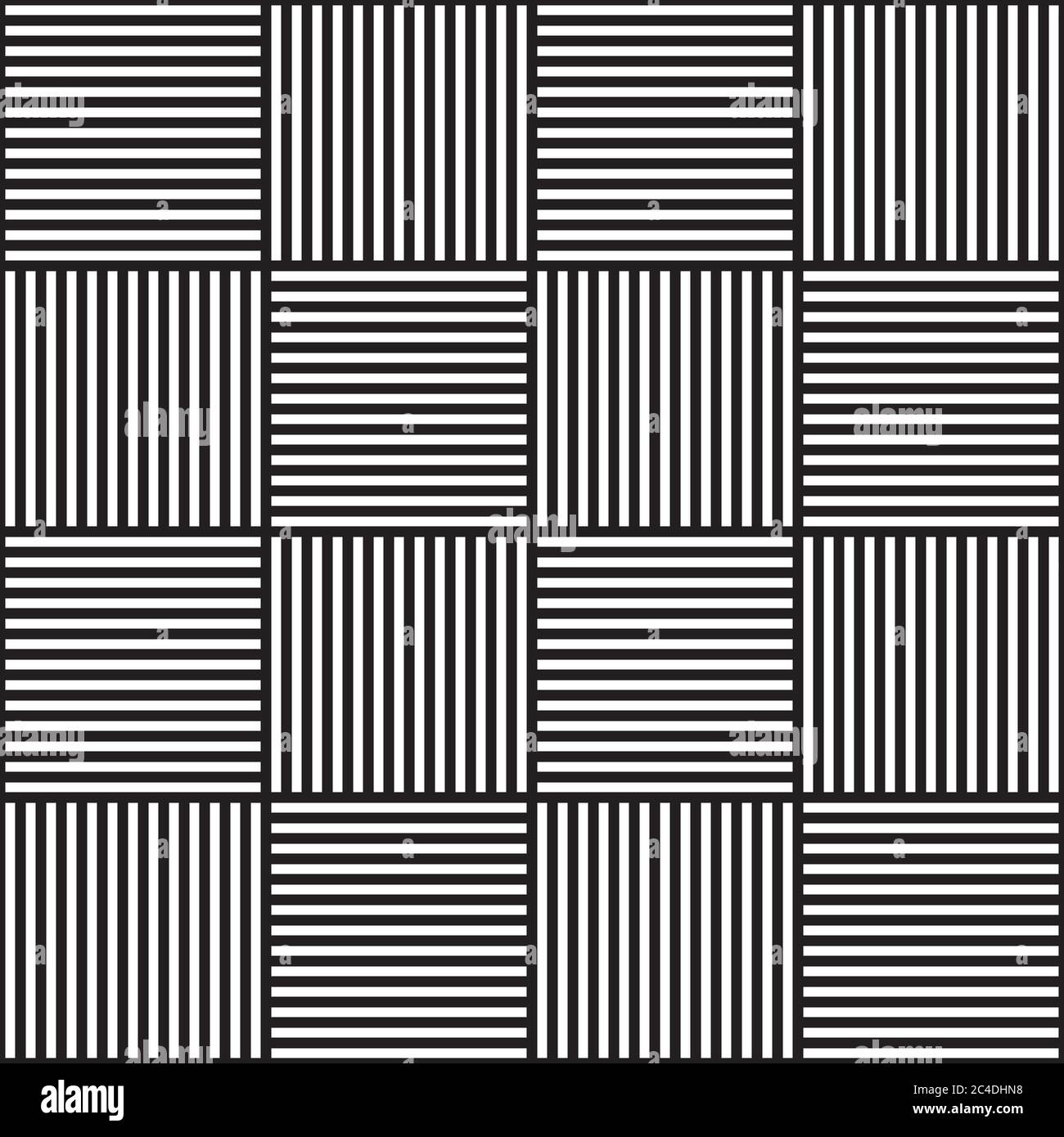 Motif vectoriel abstrait géométrique sans couture. Tissage de tissu avec lignes droites croisées noires et blanches. Vérification de la texture de fond dans une disposition linéaire. Illustration de Vecteur