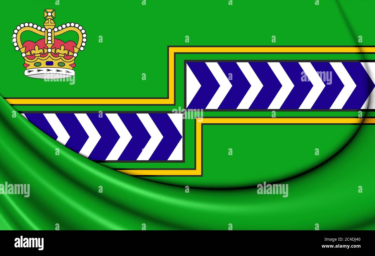 Drapeau 3D de la municipalité régionale de Niagara (province de l'Ontario), Canada. Illustration 3D. Banque D'Images