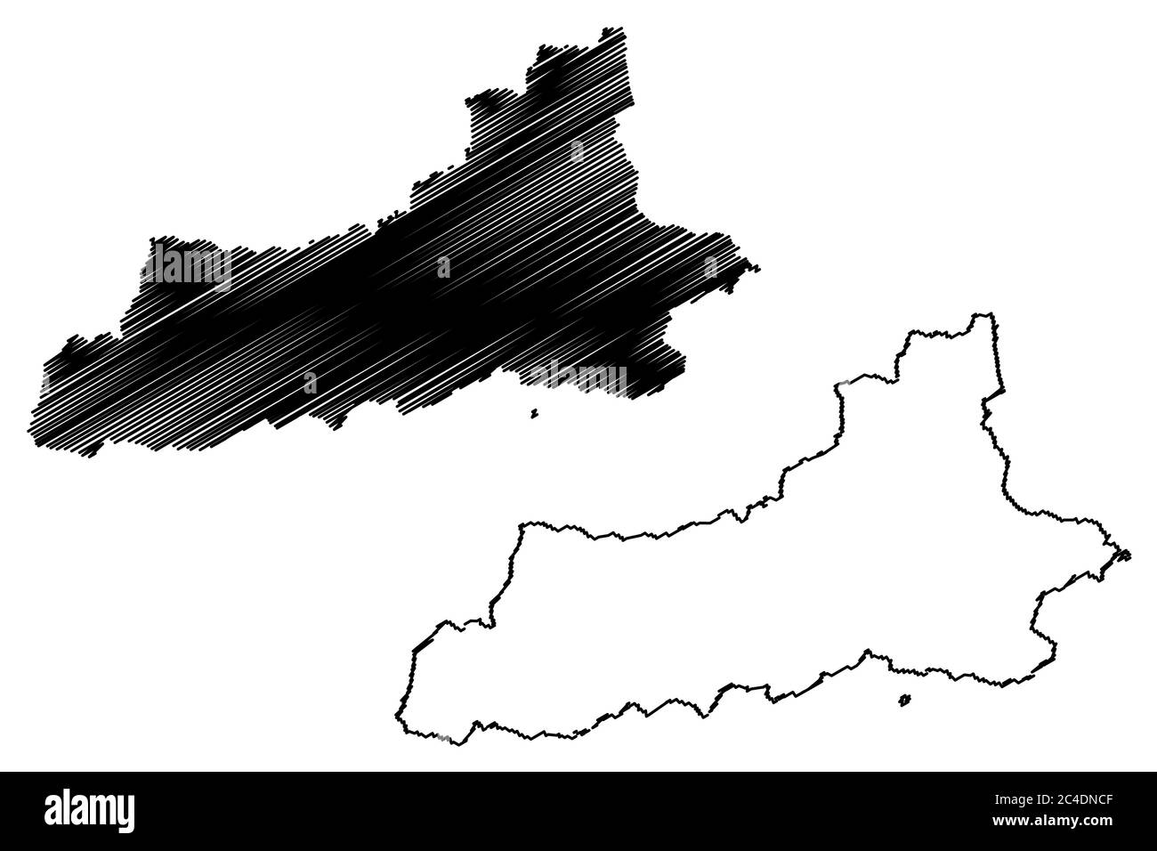 Illustration vectorielle de la carte de la ville de Xi'an (République populaire de Chine, province de Shaanxi), croquis de griffonnage ville de Sian ou carte HSI-an Illustration de Vecteur