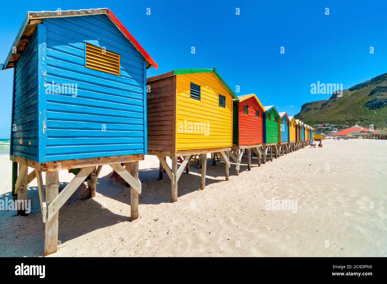 Cabines de plage à Muizenberg, Cape Town, Afrique du Sud Banque D'Images