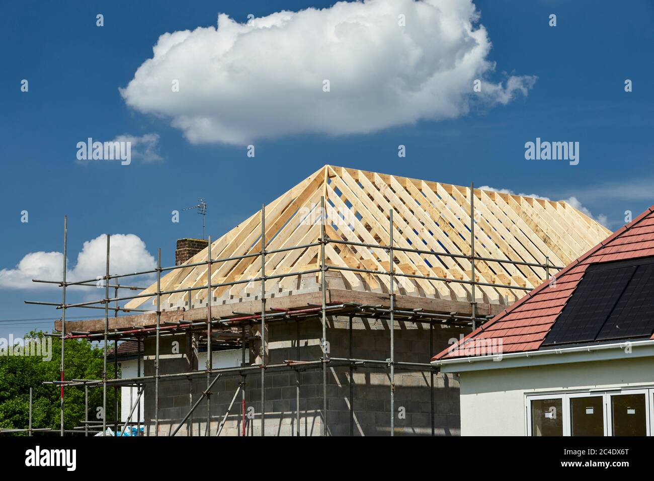 Construction traditionnelle de toits en bois Trusses Royaume-Uni Banque D'Images