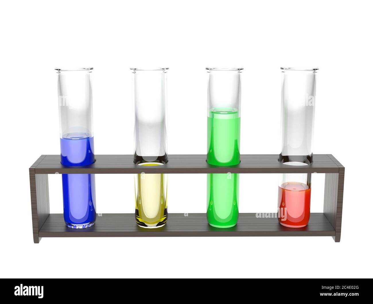 Tubes en verre chimiques avec liquides colorés Banque D'Images