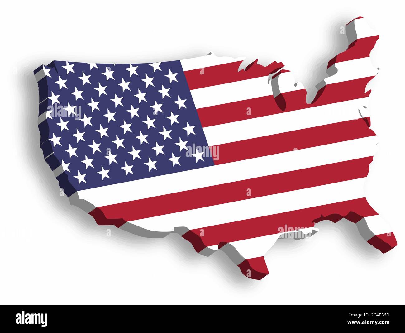 Carte 3D des Etats-Unis, alias Etats-Unis d'Amérique, en forme de carte des Etats-Unis. Illustration vectorielle avec ombre portée isolée sur fond blanc. Illustration de Vecteur