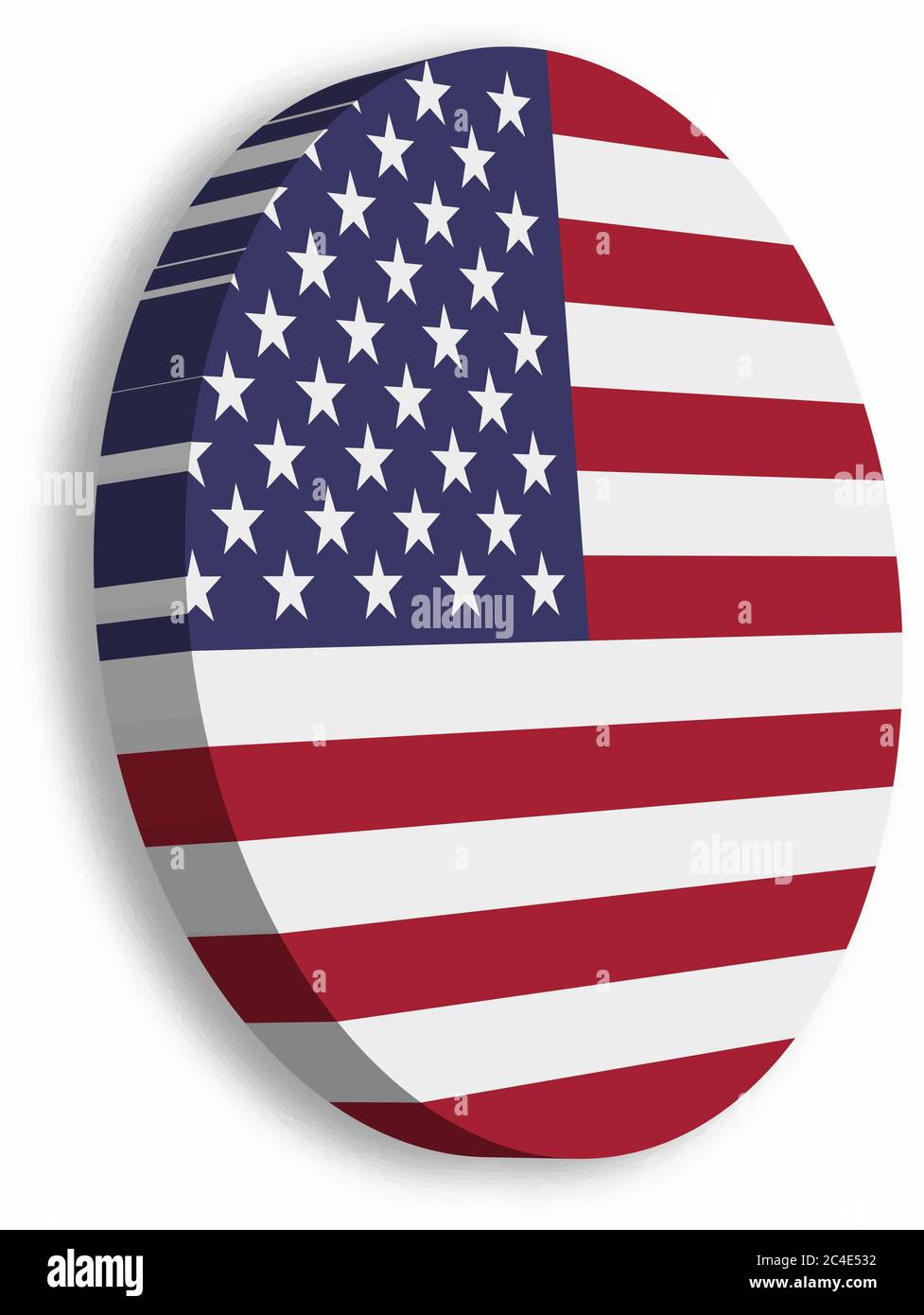 Bouton 3D avec cercle de drapeau américain avec ombre portée sur fond blanc. Etats-Unis d'Amérique, USA, thème. Illustration vectorielle. Illustration de Vecteur
