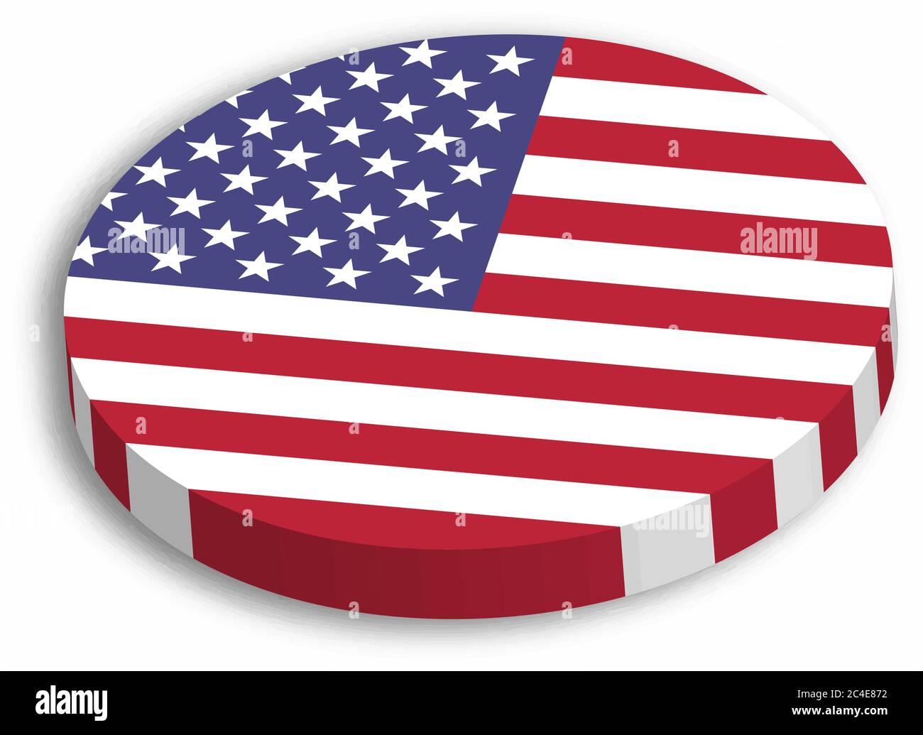 Bouton 3D avec cercle de drapeau américain avec ombre portée sur fond blanc. Etats-Unis d'Amérique, USA, thème. Illustration vectorielle. Illustration de Vecteur
