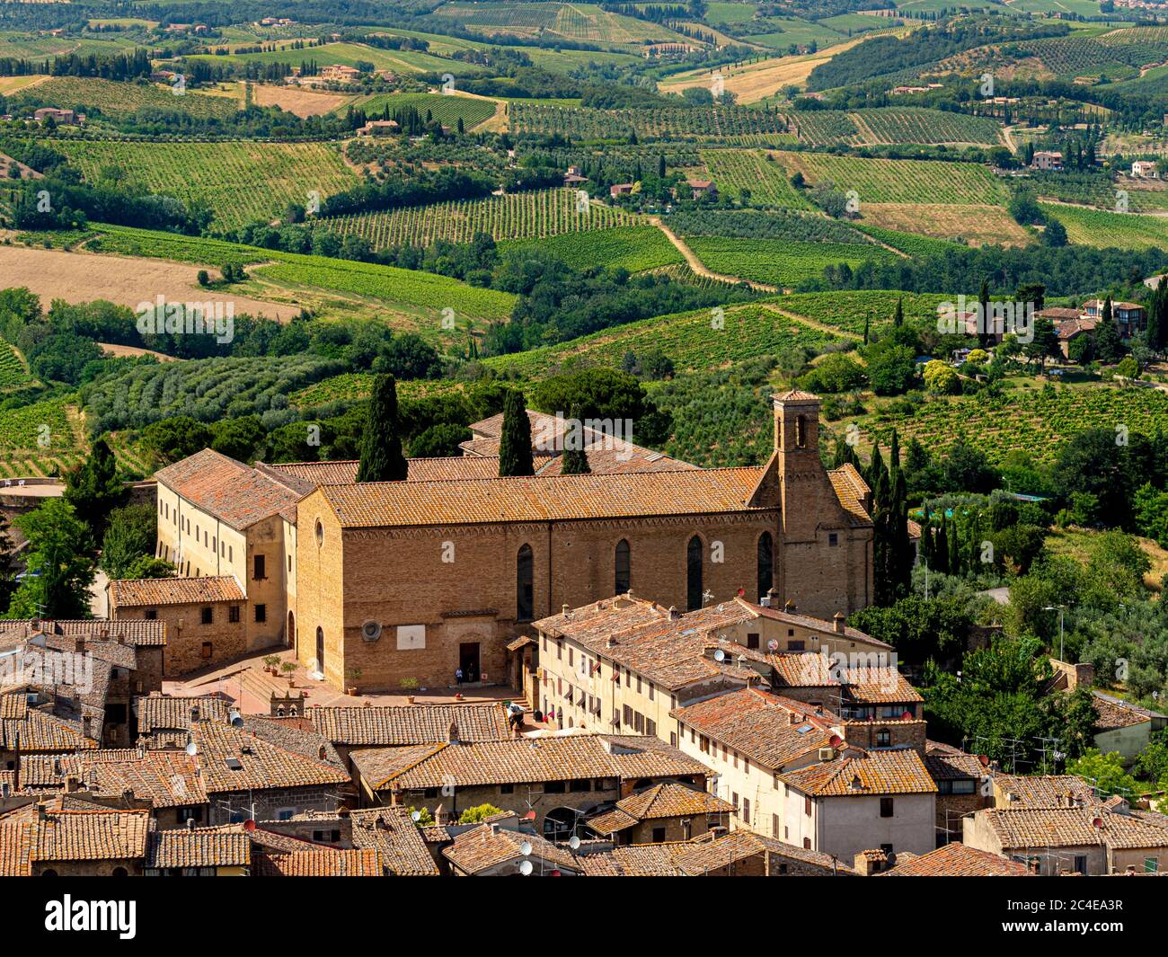 Église Sant'Agostino, Piazza S. Agostino, San Gimignano, Sienne, Italie Banque D'Images