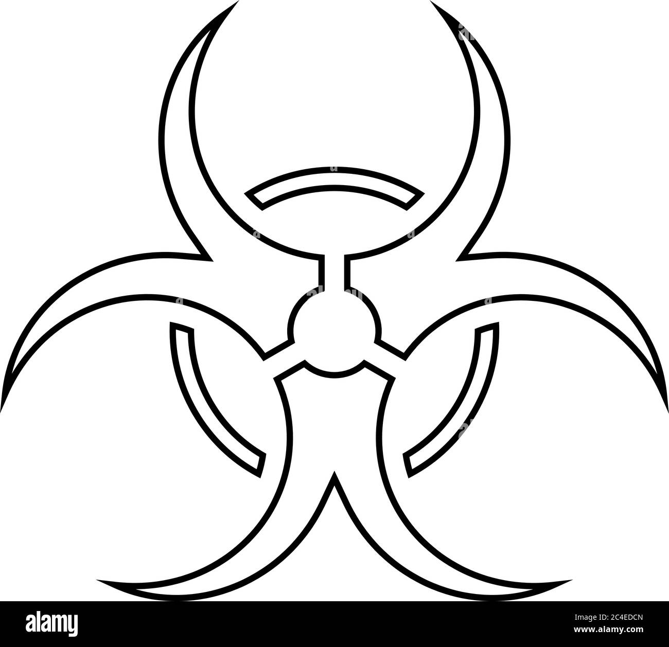 Panneau d'avertissement de danger biologique. Symbole de danger causé par un micro-organisme biologique, un virus ou une toxine. Illustration vectorielle simple en blanc avec contour noir. Illustration de Vecteur