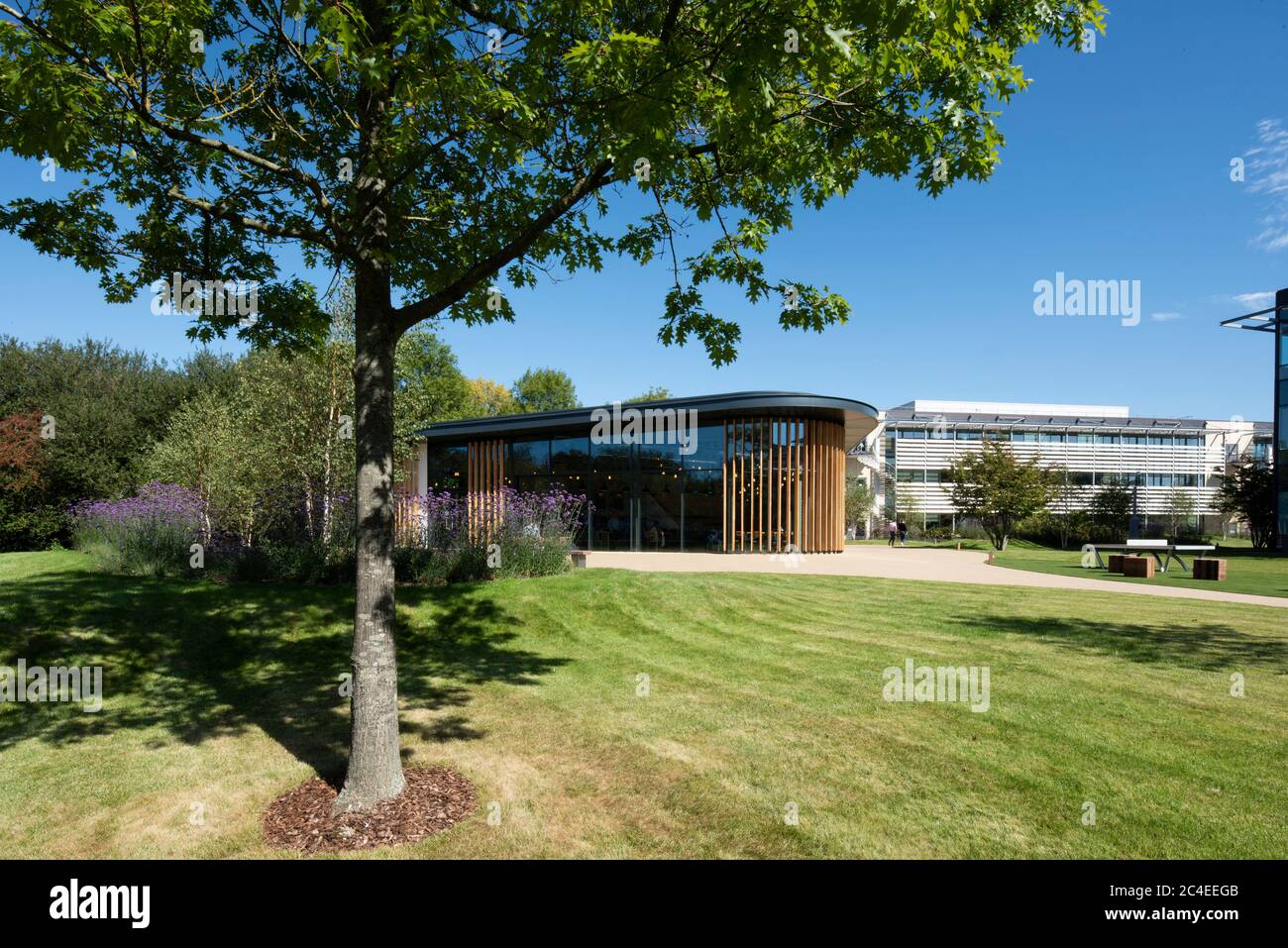 Vue générale du Clubhouse en contexte avec d'autres bâtiments du parc d'affaires. The Clubhouse, Uxbridge Business Park, Uxbridge, Royaume-Uni. A Banque D'Images