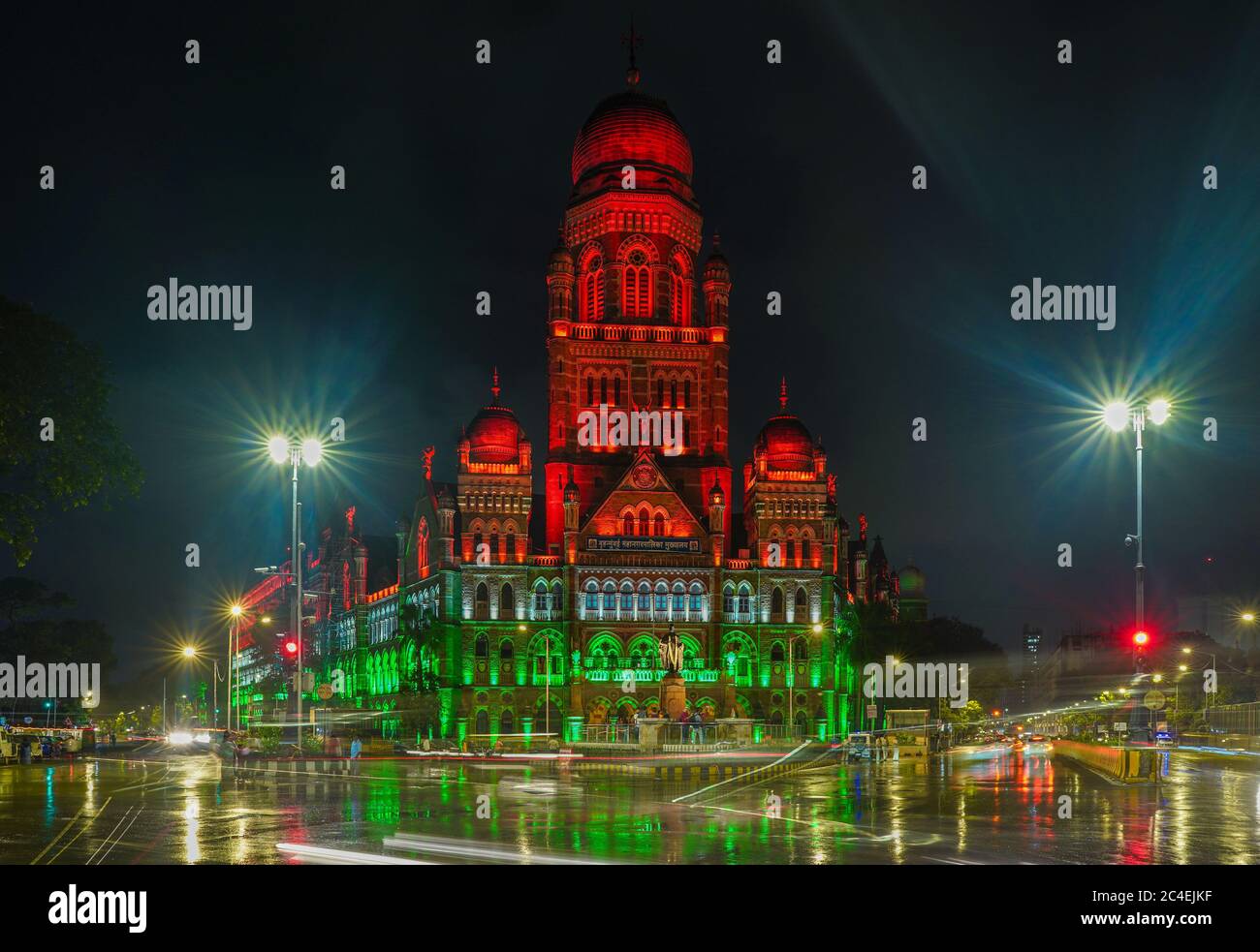 Mumbai Municipal Corporation Siège social, Bâtiment du patrimoine mondial lors de la célébration de l'indépendance 15 août 2019 avec fort, Mumbai, Inde Banque D'Images