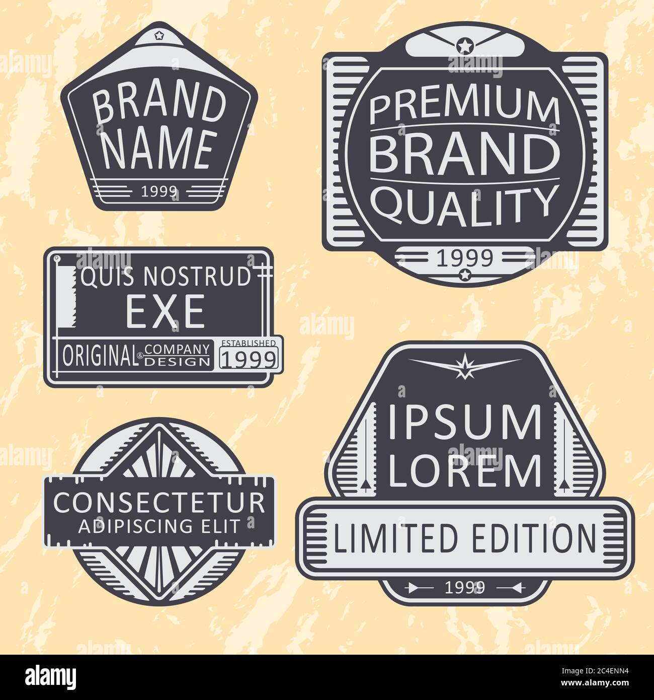 Ensemble d'insignes, de timbres ou de logotypes millésimés. Illustration vectorielle. Illustration de Vecteur