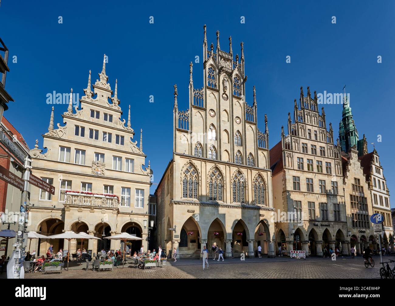 Place de marché historique et hôtel de ville, Muenster, Rhénanie-du-Nord-Westphalie, Allemagne Banque D'Images