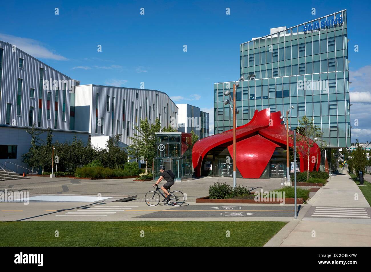 Campus de l'Université d'Art et de Design Emily Carr et bureau Samsung dans l'édifice South Flatz, Great Northern Way, Vancouver, C.-B., Canada Banque D'Images