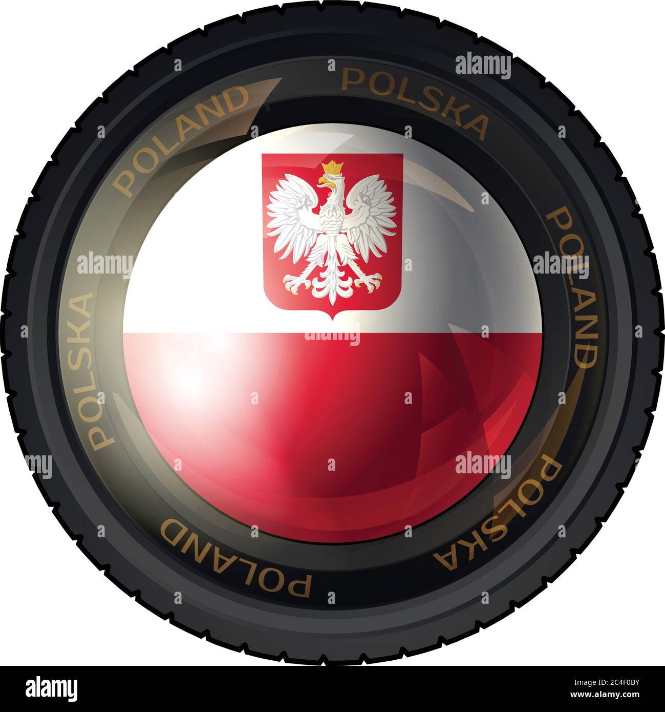 Objectif avec drapeau polonais et aigle. Conception vectorielle. Illustration de Vecteur