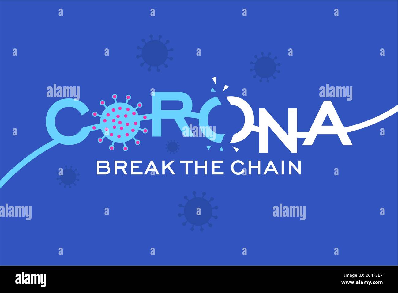 Le virus Corona brise la chaîne bleu fond Illustration de Vecteur