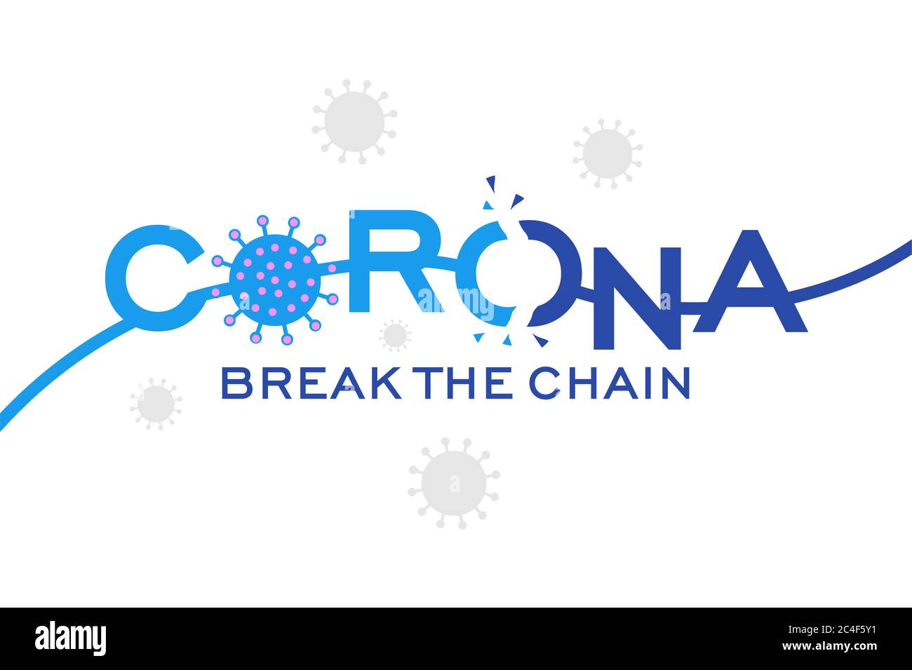 Corona virus briser la chaîne blanc fond Illustration de Vecteur