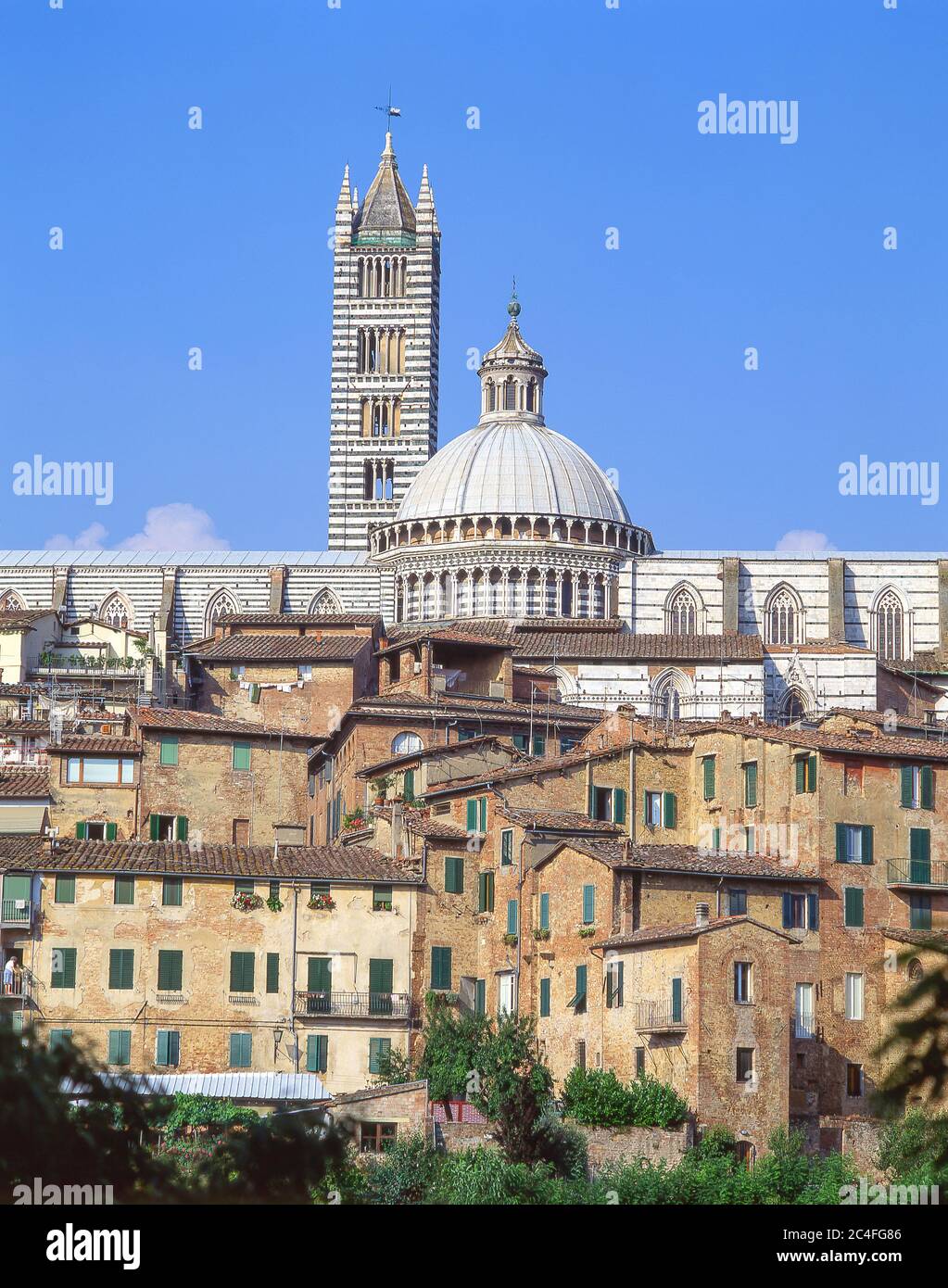 Vue sur la vieille ville et le Duomo di Siena (cathédrale de Sienne), Sienne (Sienne), province de Sienne, région Toscane, Italie Banque D'Images