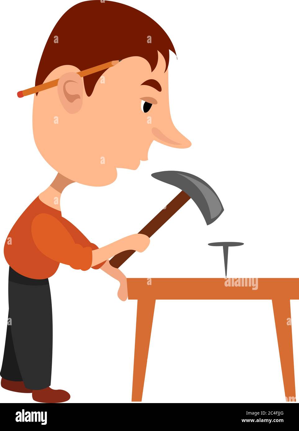 Homme avec un marteau, illustration, vecteur sur fond blanc Illustration de Vecteur