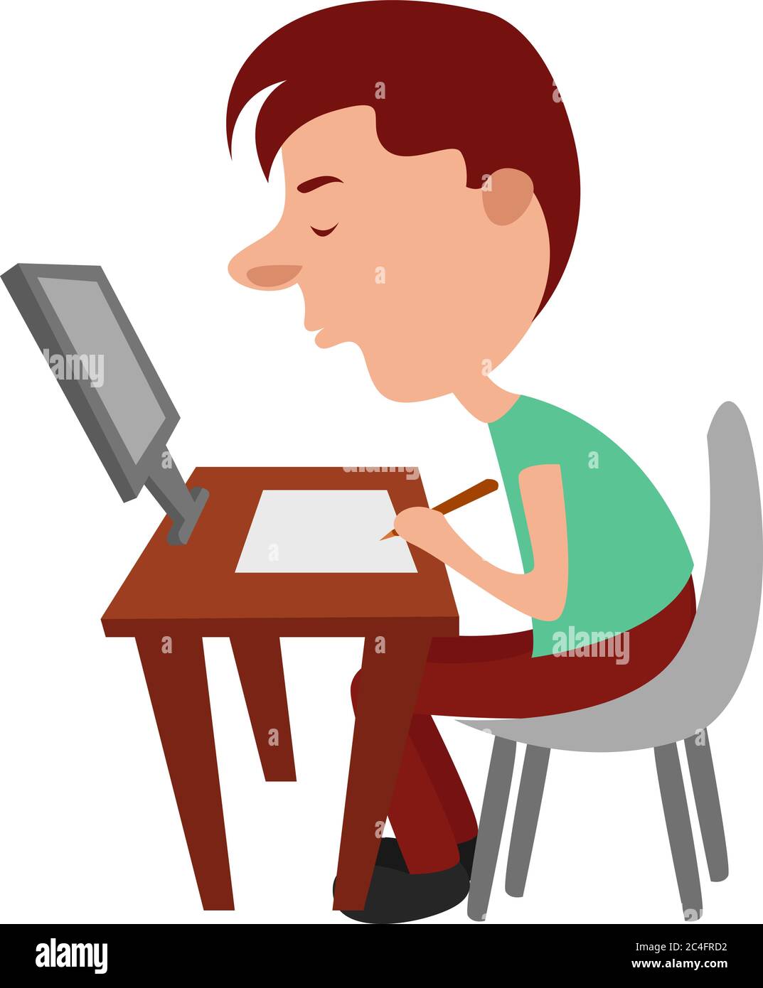 Homme faisant des devoirs, illustration, vecteur sur fond blanc Illustration de Vecteur