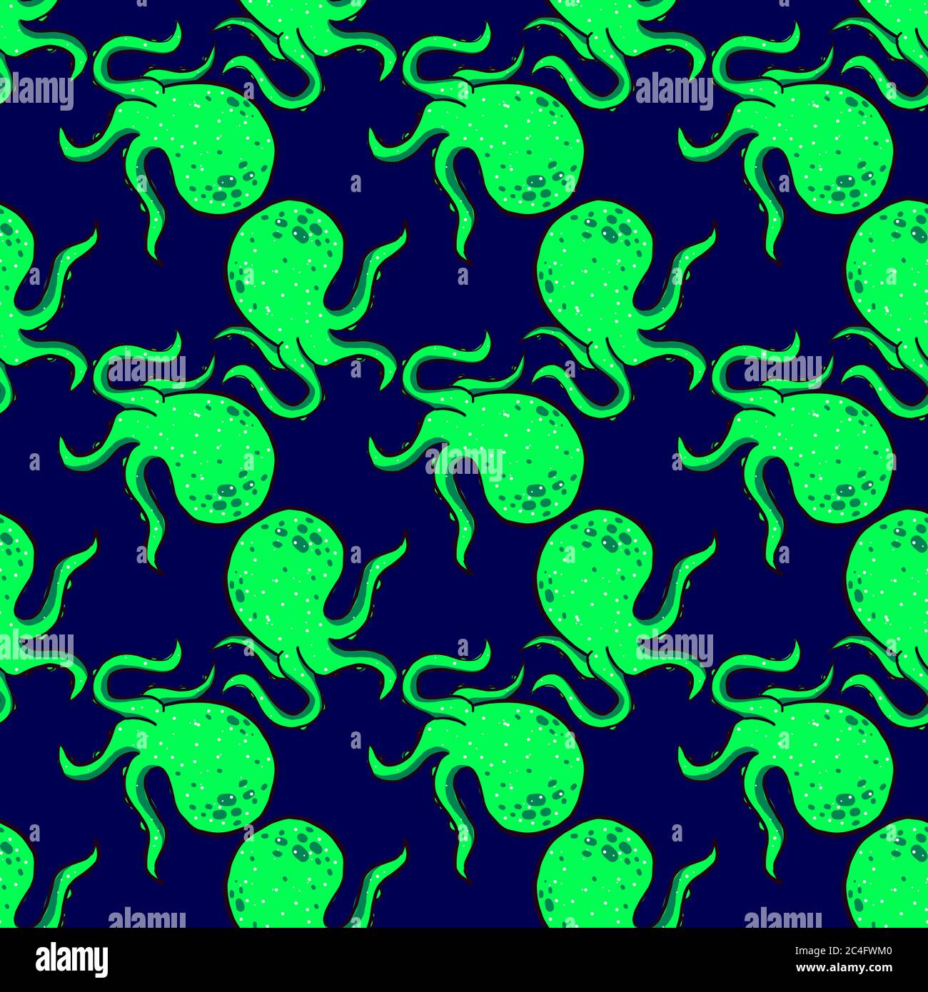 Motif poulpe, motif sans couture sur fond bleu. Illustration de Vecteur