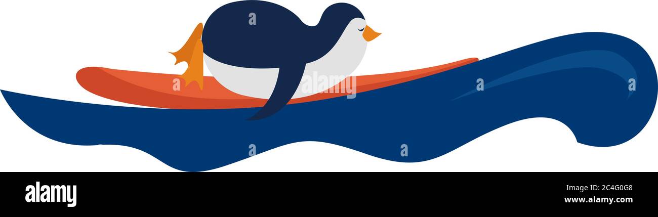 Penguin Surfing, illustration, vecteur sur fond blanc Illustration de Vecteur