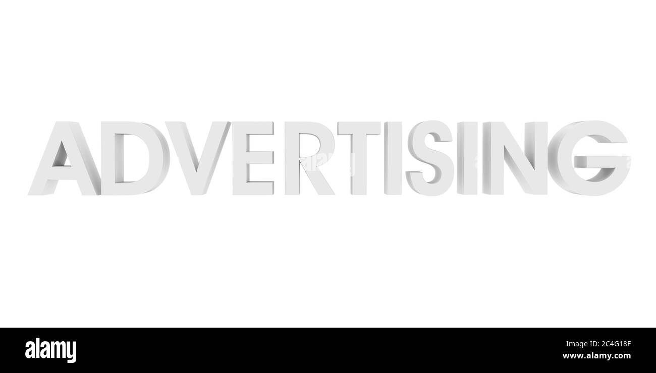Texte publicitaire 3d blanc Banque D'Images