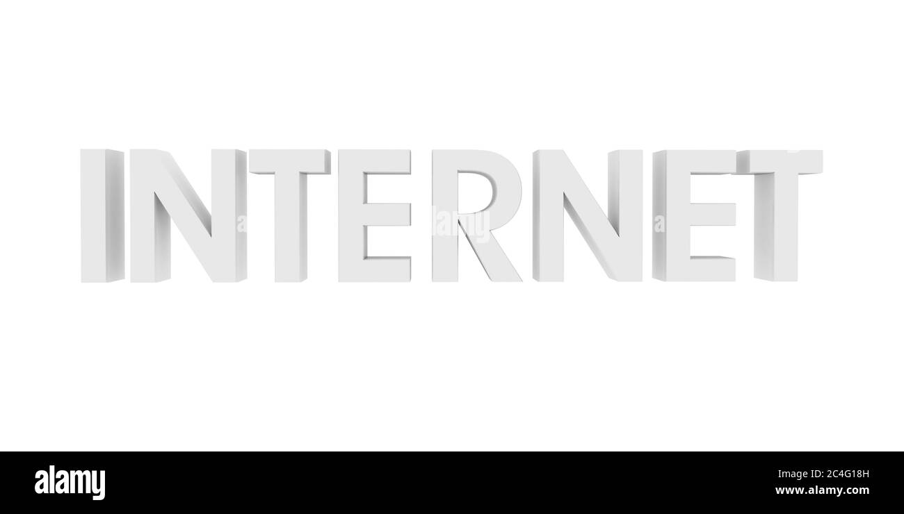 Texte Internet 3d blanc Banque D'Images