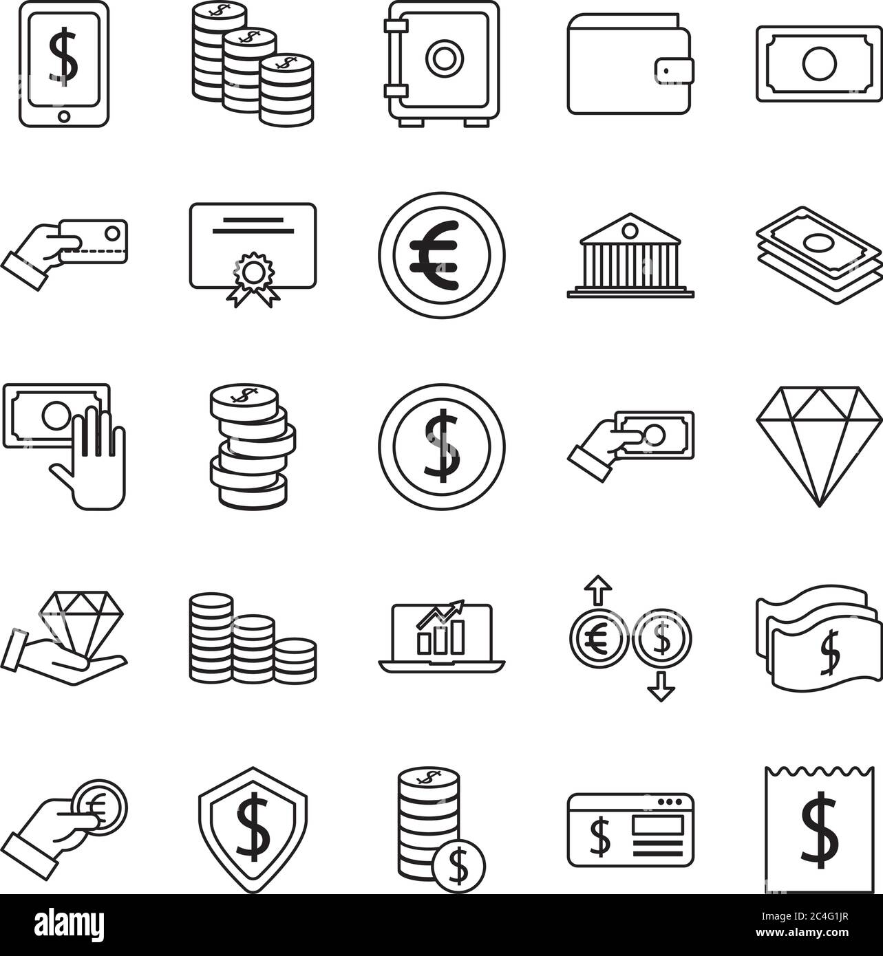 ensemble d'icônes de jeu d'argent dessin vectoriel Illustration de Vecteur