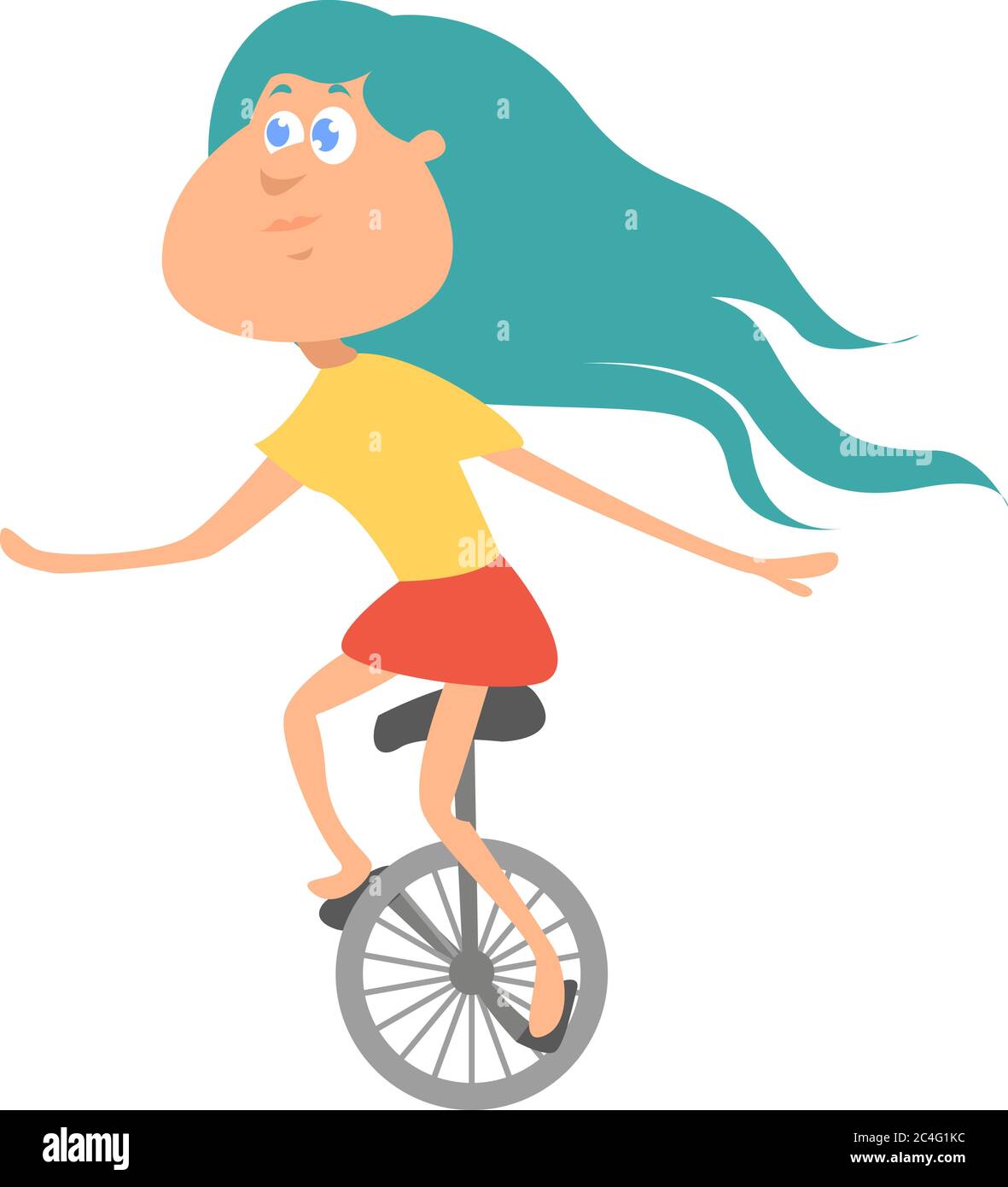 Fille sur monocycle, illustration, vecteur sur fond blanc Illustration de Vecteur