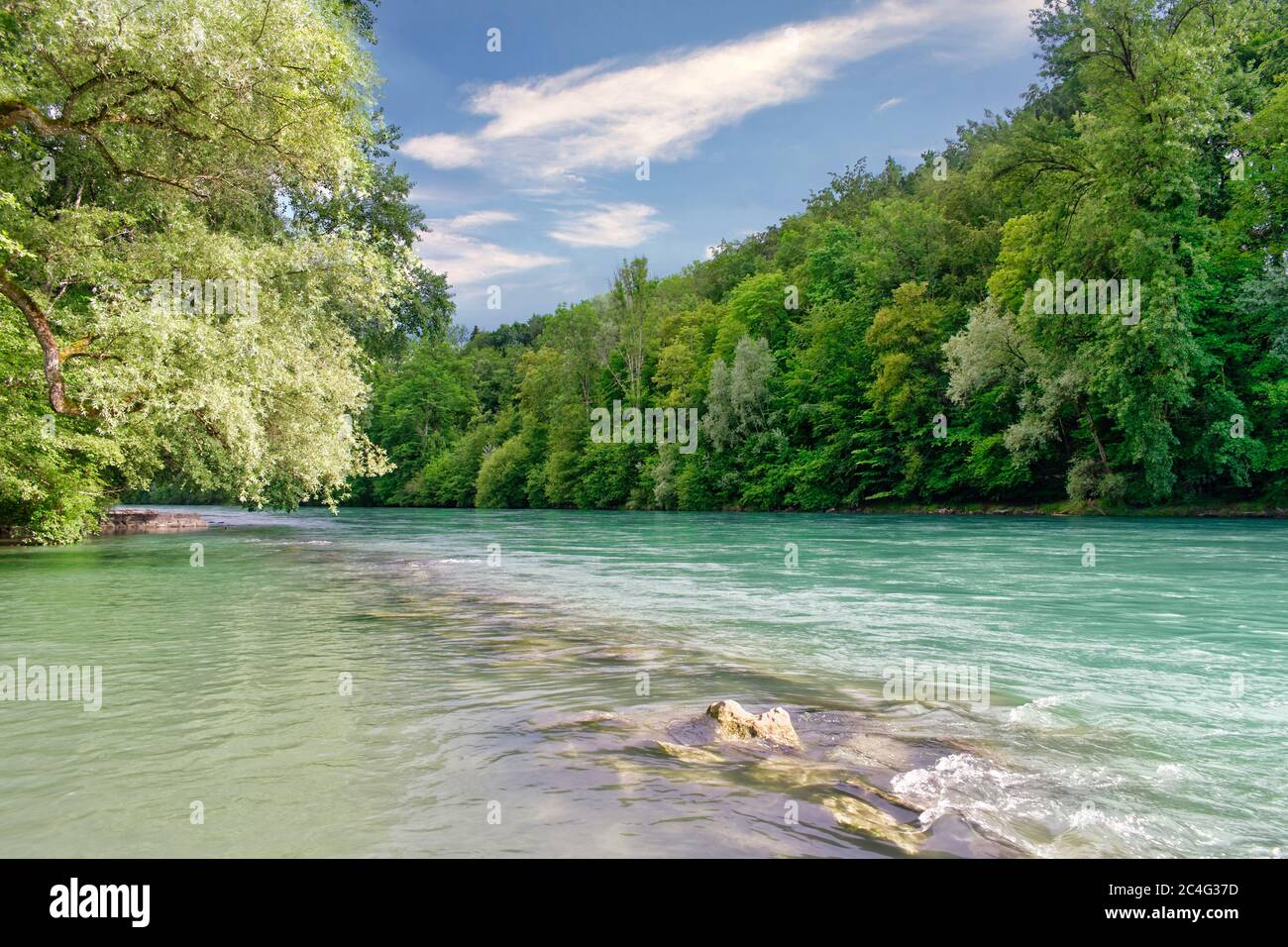 Rivière Aare près de Berne - la plus longue rivière qui s'élève et se termine en Suisse Banque D'Images