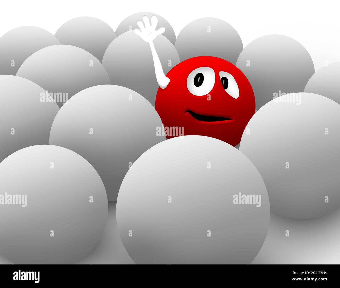 3D rouge smiley essayer de se faire remarquer et de demander l'attention Banque D'Images