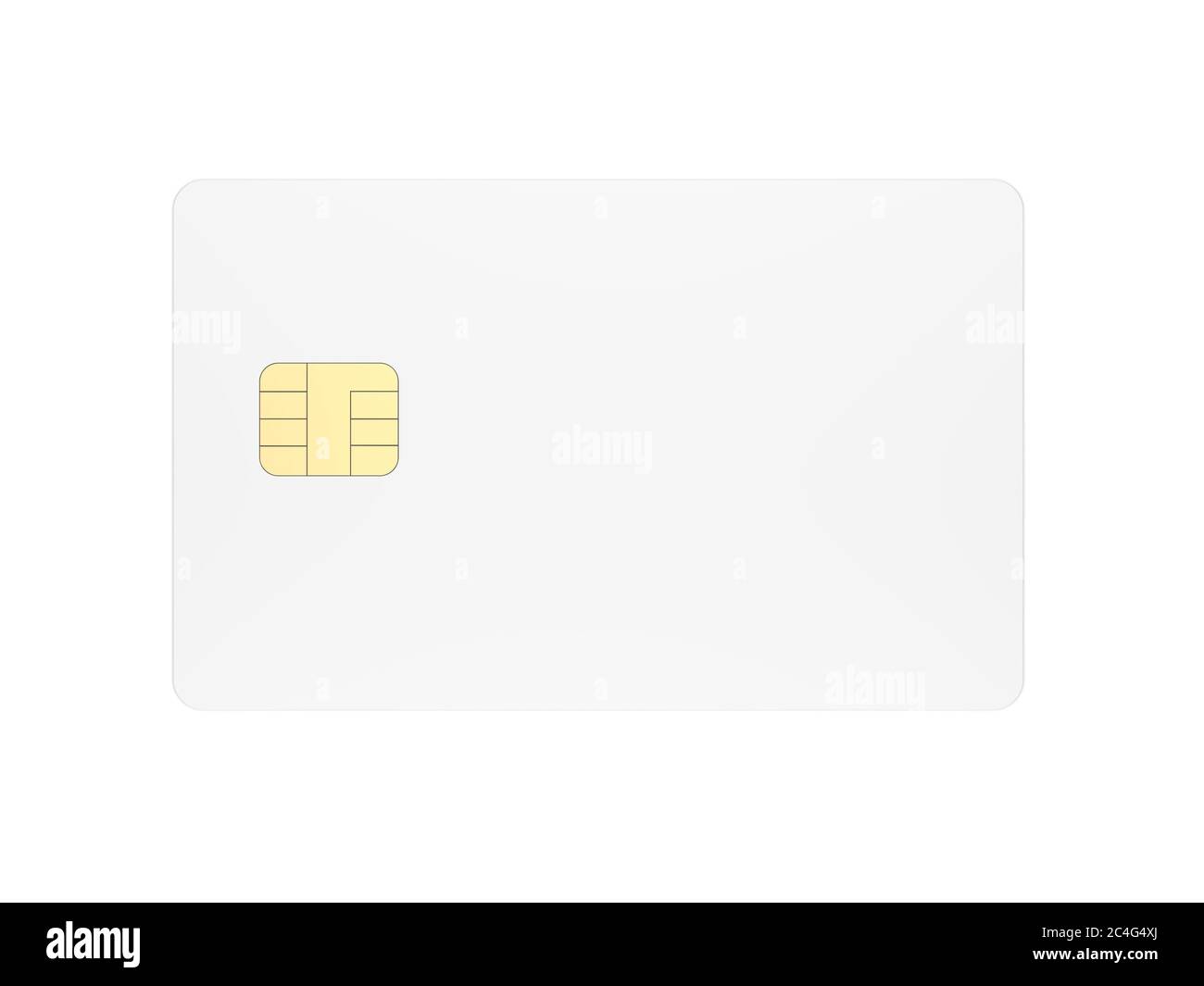 Carte de crédit en plastique blanc vierge isolée sur fond blanc. illustration 3d. Banque D'Images
