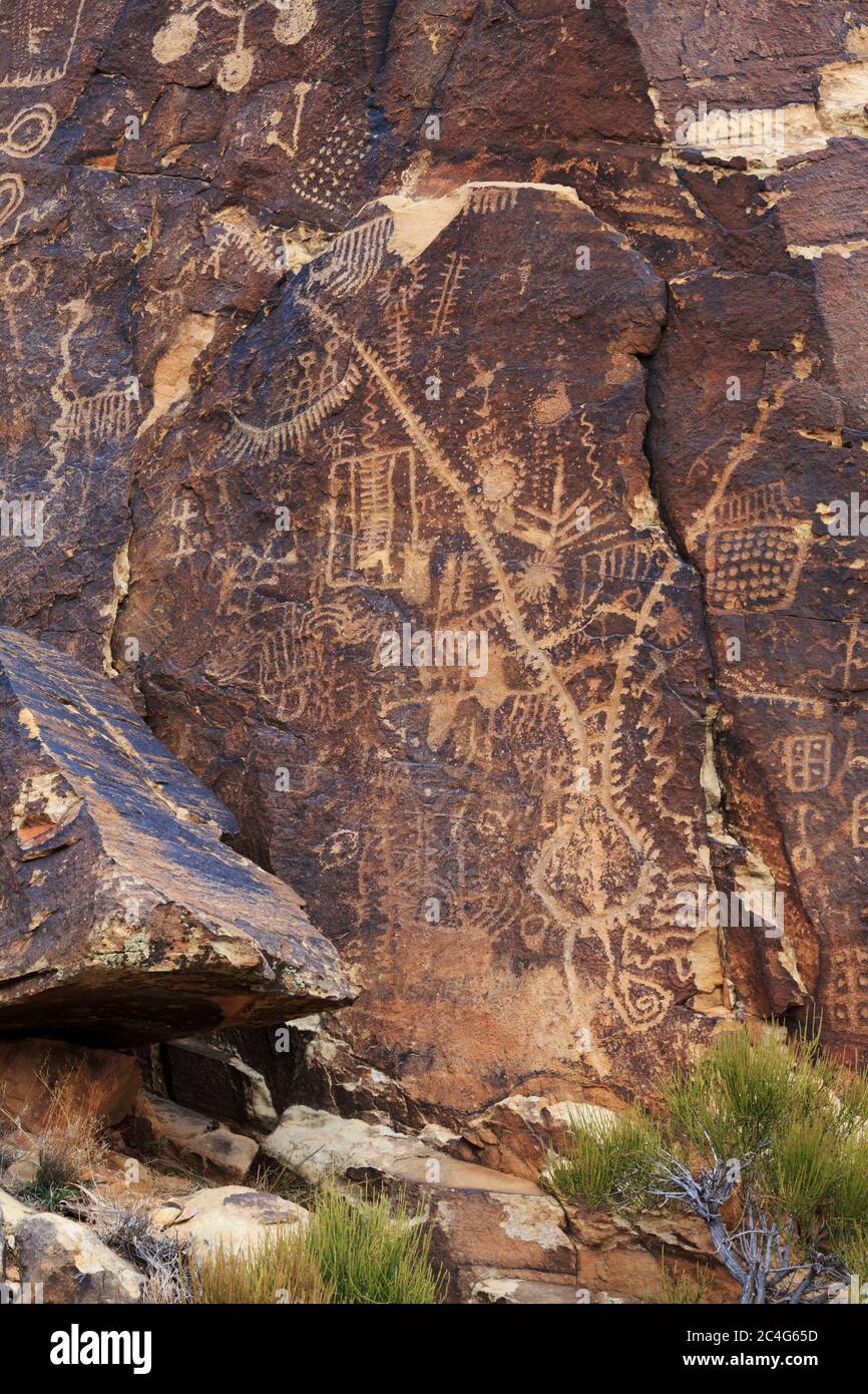 Pétroglyphes, Parowan Gap, Iron County, Utah, États-Unis Banque D'Images