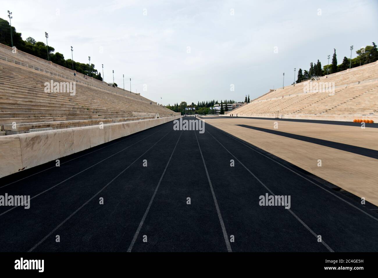 Stade olympique panathénaïque : vue sur le sol de la piste. Athènes, Grèce Banque D'Images
