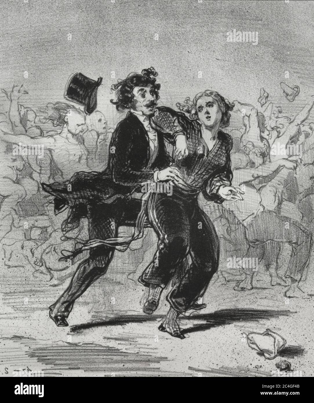 Carnaval - J'ai une jambe inconsciente - par Paul Gavarni Banque D'Images