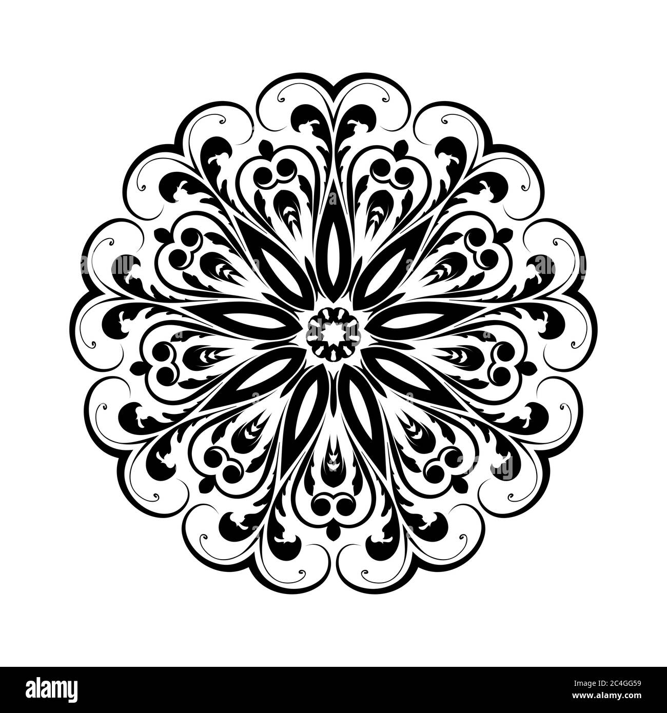 Mandala Noir Rond Sur Fond Blanc Isole Ornement Decoratif Dans Le Style Oriental Ethnique Parfait Pour Tout Design Anniversaire Vacances Kaleidoscop Image Vectorielle Stock Alamy