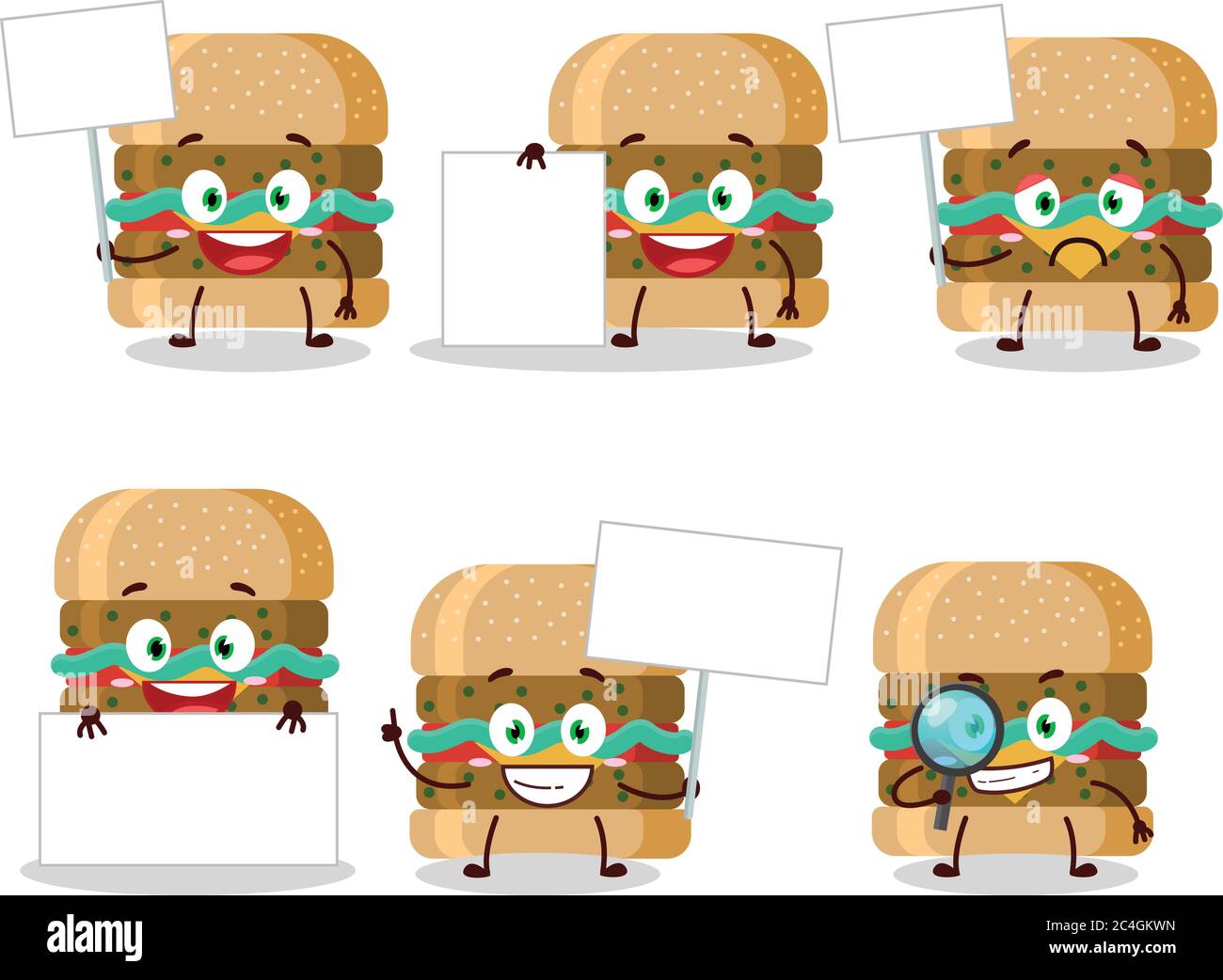 Dessin animé de hamburger dans le tableau d'information de caractère apporter Illustration de Vecteur