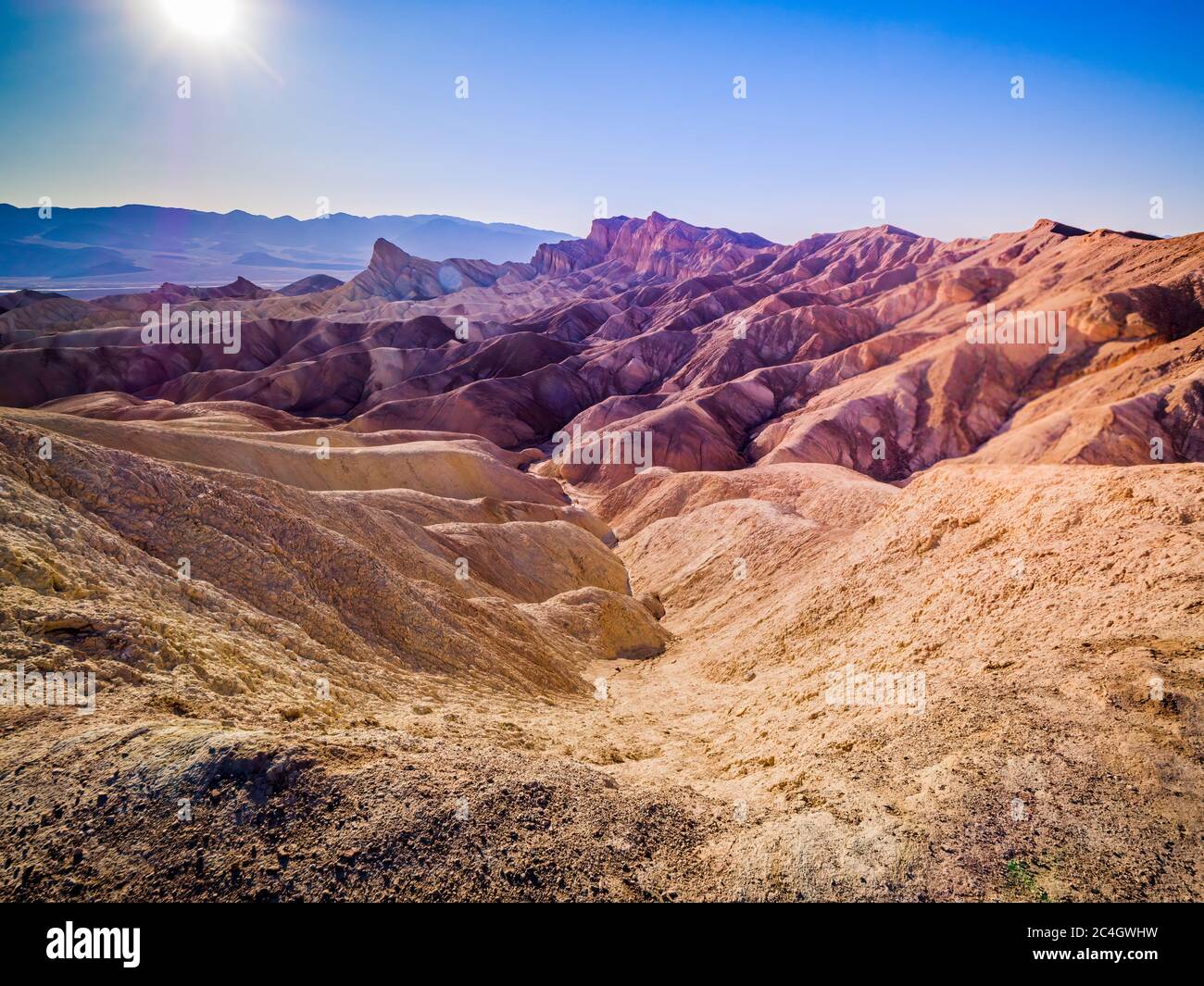 Paysage du sommet de Zabriskie point dans la vallée de la mort, Californie, États-Unis Banque D'Images
