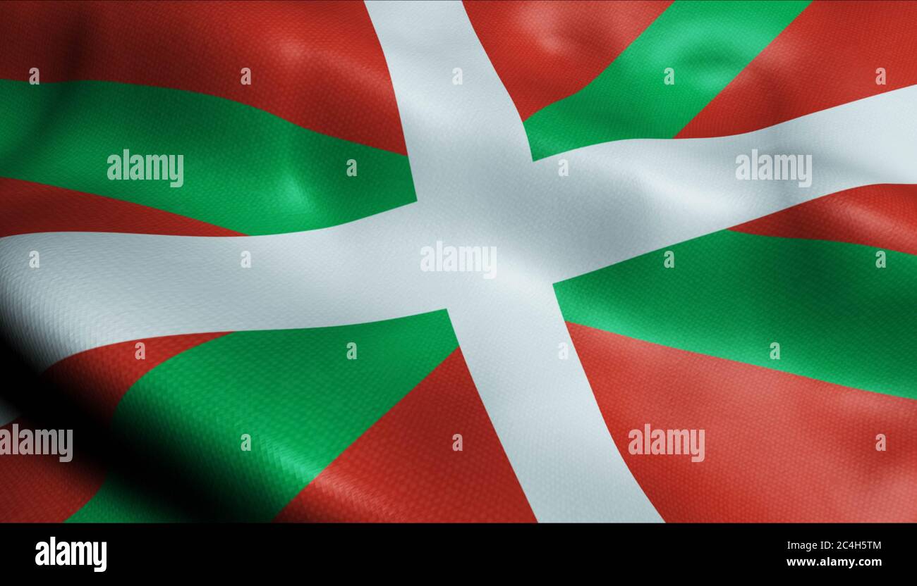 Illustration 3D d'un drapeau de province de Waving du pays basque (pays d'Espagne) Banque D'Images