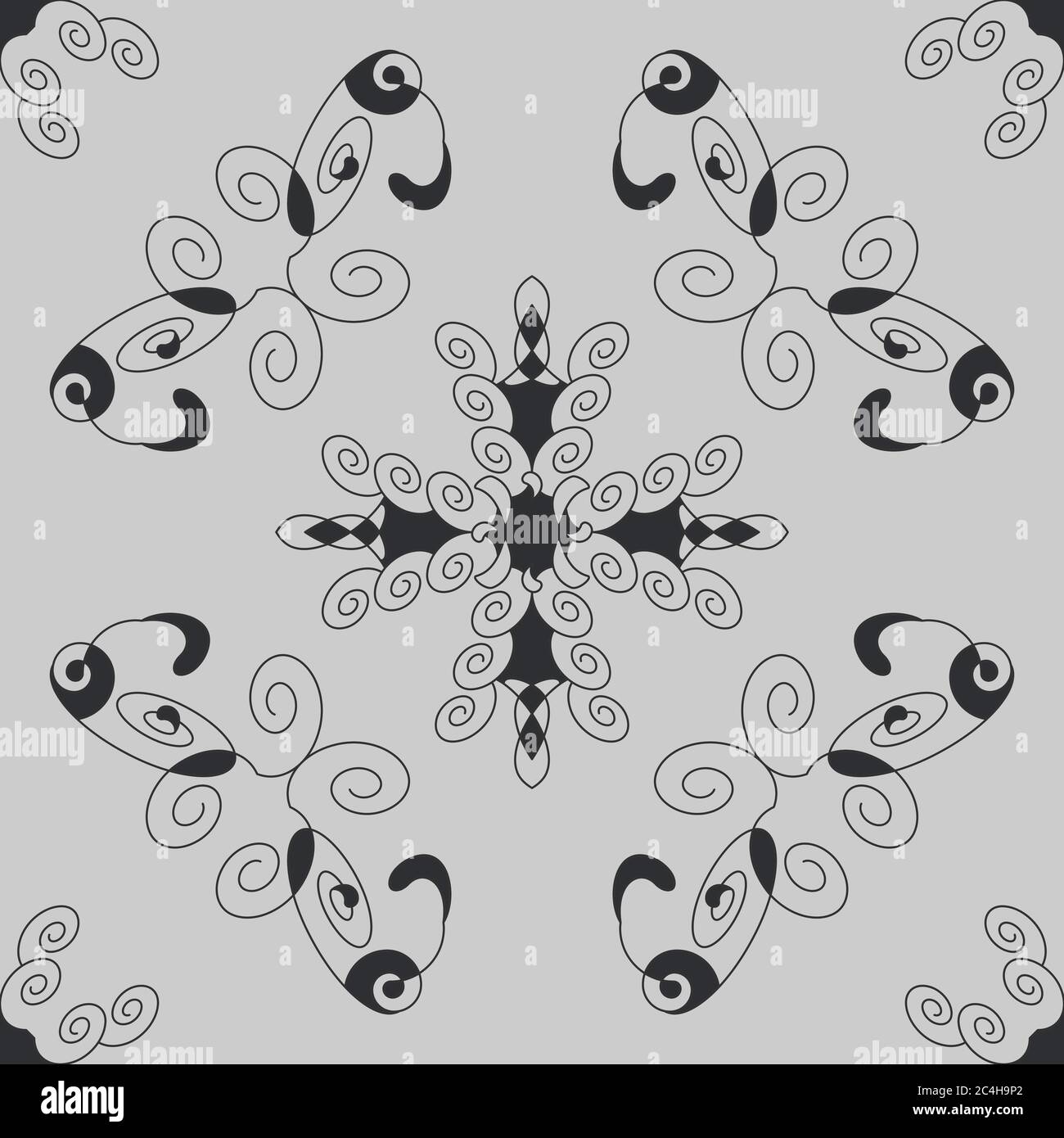 Motif sans coutures et spirales. Gris foncé et gris clair. Vecteur. Illustration de Vecteur