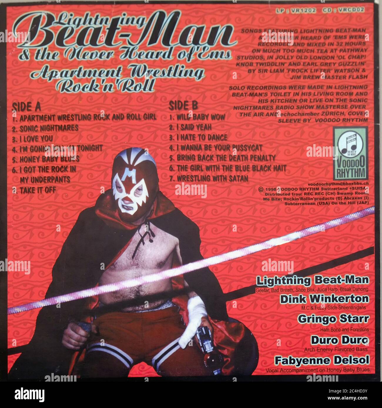 Lightning Beat-Man et le jamais entendu de EMS Appartement Wrestling Rock N Roll 12'' LP Vinyl - 01 Vintage Cover Banque D'Images