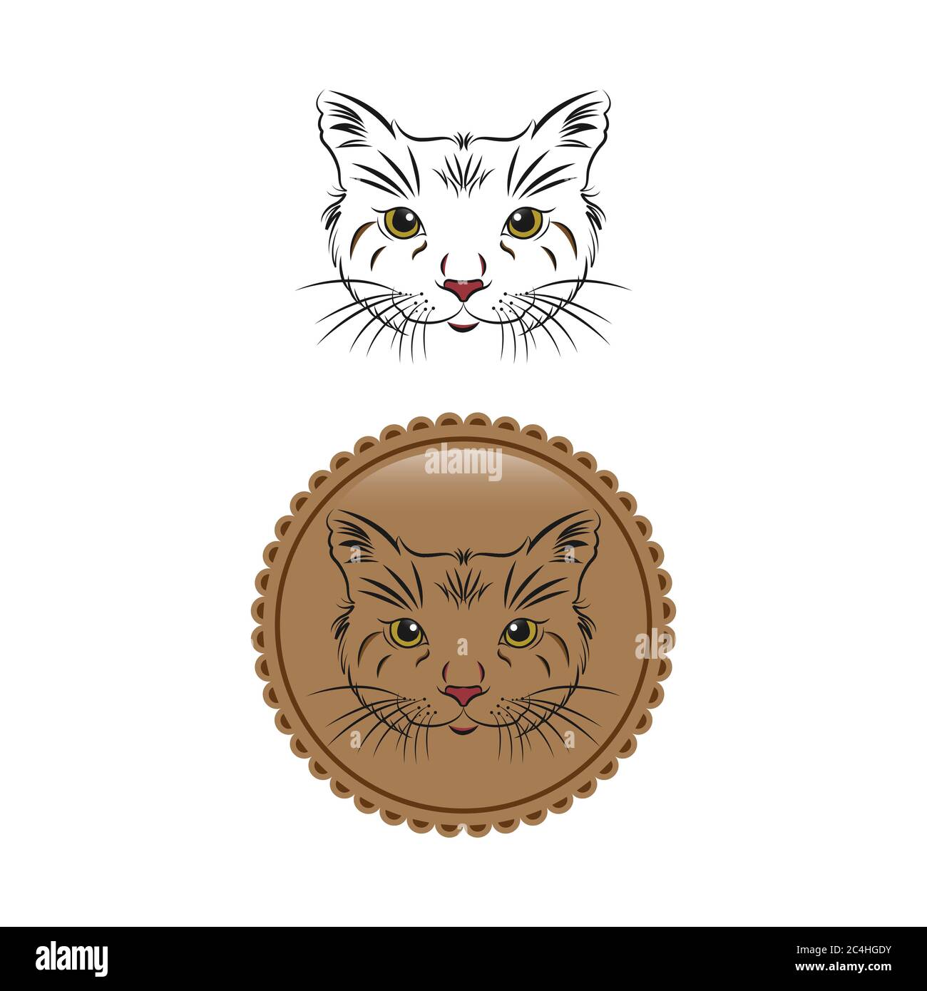 Vecteur d'un motif de visage de chat sur fond blanc, PET. Animaux. Illustration vectorielle superposée facile à modifier.EPS 10 Illustration de Vecteur
