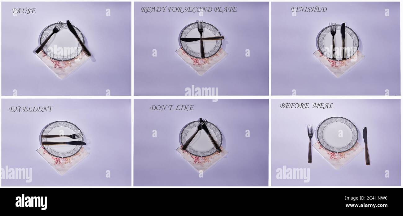 Règles d'étiquette relatives aux plaques, couteaux et fourchettes Banque D'Images