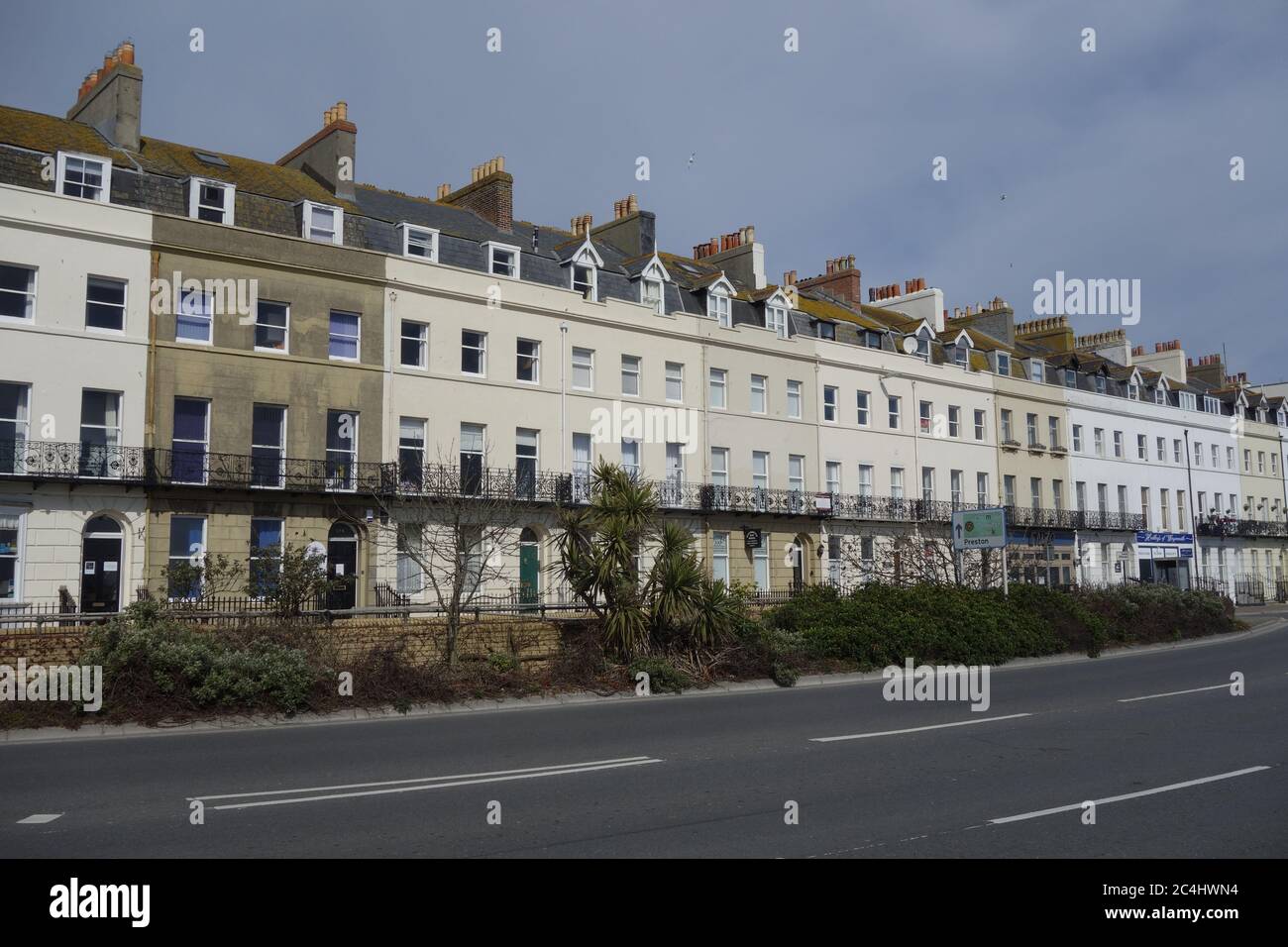 Maisons d'architecture géorgienne B and B promenade front de mer weymouth, dorset, angleterre, gb Banque D'Images