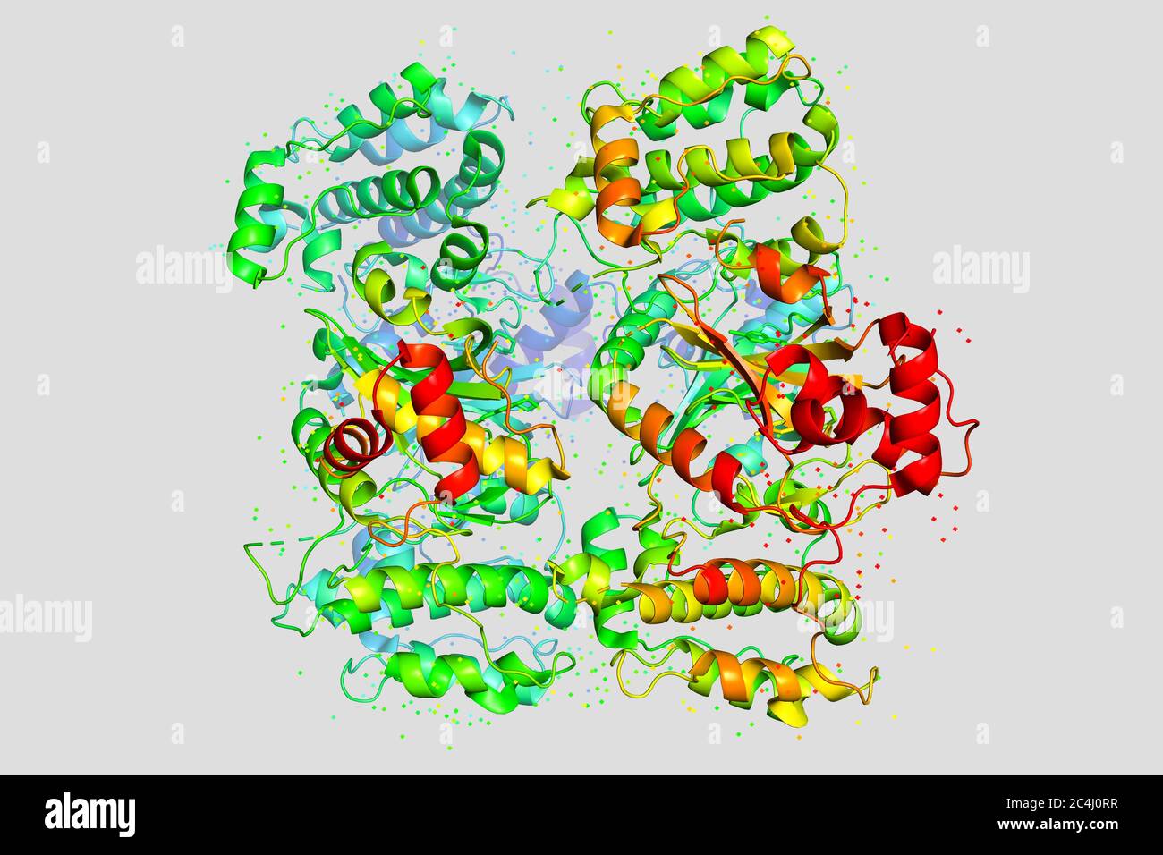 La structure de la molécule de protéine, glioblastome marqueur tumoral. Modèle cristallin de la protéine codée par le gène MELK. Rendu 3D. Banque D'Images